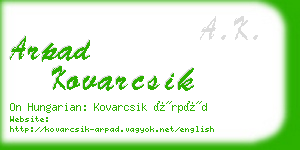 arpad kovarcsik business card